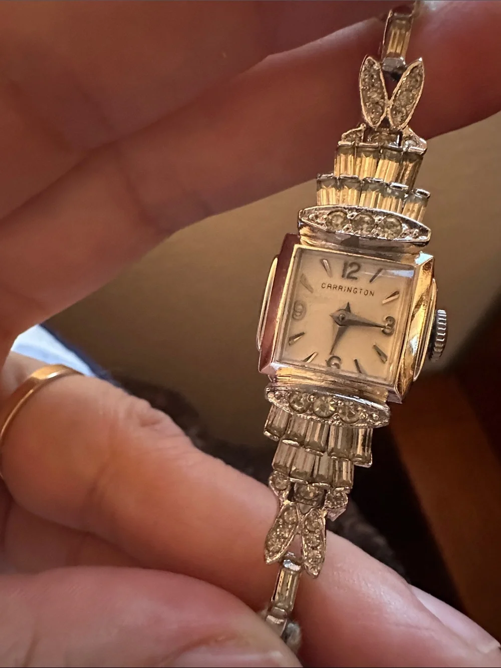Vintage Silver-Tone Women's Bracelet Watch with Crystal Accents gold filled